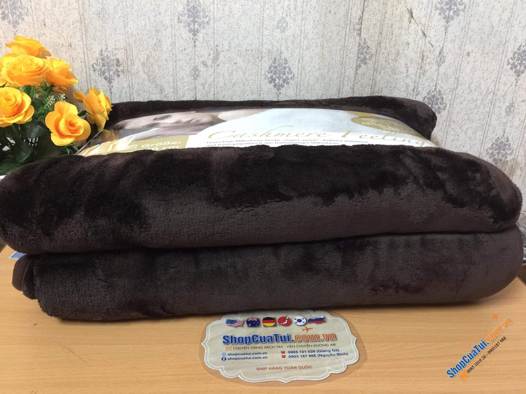 Chăn lông cừu Gözze Premium Cashmere Đức size đại XXXL: 220 x 240 cm thoải mái đắp cho cả nhà, loại dầy nặng 3,3kg