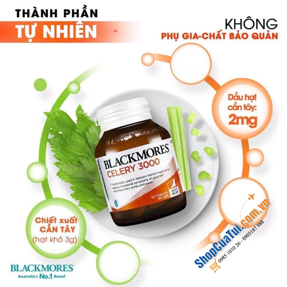 Viên uống phòng và điều trị gút Gout Blackmores Celery 3000 50 Tablets