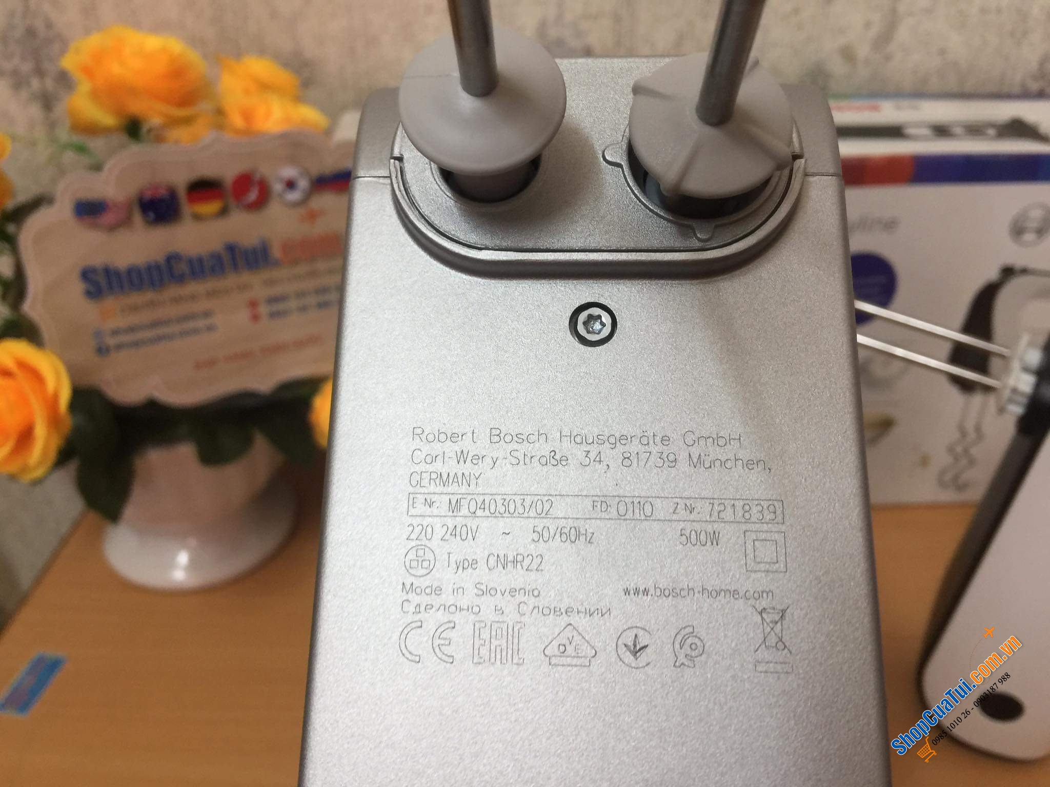 Máy ĐÁNH TRỨNG TRỘN BỘT BOSCH MFQ40303 công suất khỏe nhất 500w màu đỏ Made in Slovenia siêu xịn