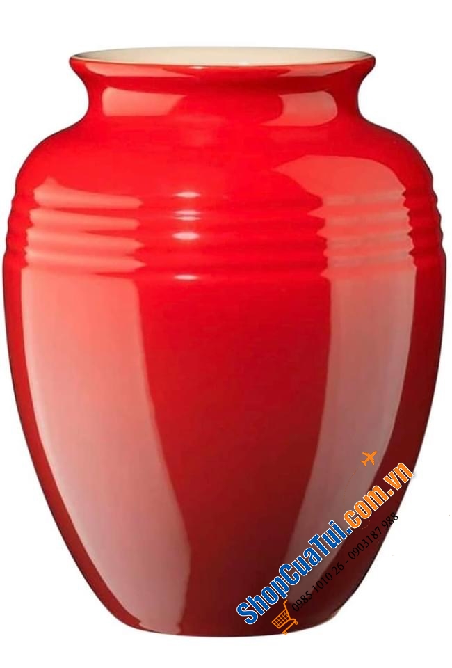 LỌ HOA GỐM LE CREUSET 19 CM MÀU ĐỎ, MÀU CAM