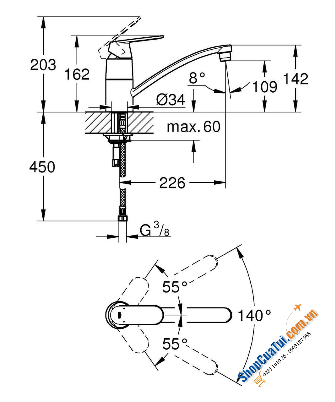 Vòi bếp Grohe 32842000