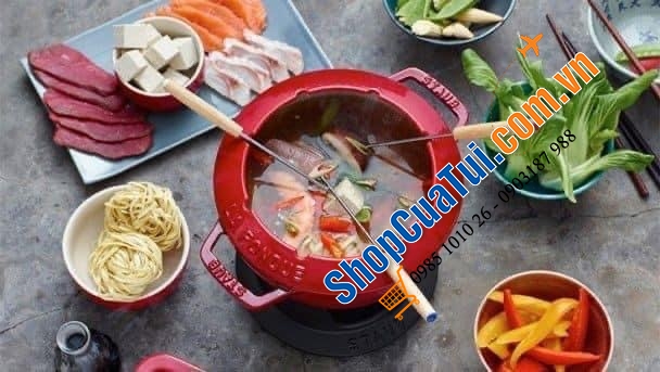 Nồi lẩu fondue Staub đỏ 20 cm - màu đỏ Cherry