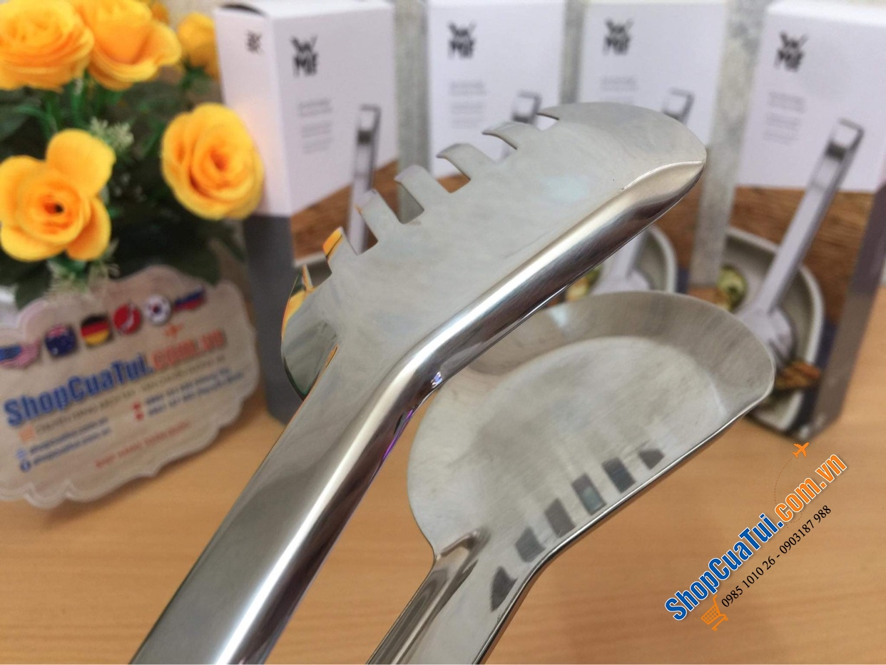 DỤNG CỤ GẮP THỰC PHẨM WMF Servier Range Nuova CHẤT LIỆU INOX 23CM - Gắp WMF mẫu mới: một bên răng cưa, một bên thìa múc dầu, múc sốt