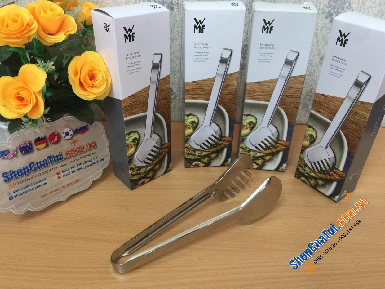 DỤNG CỤ GẮP THỰC PHẨM WMF Servier Range Nuova CHẤT LIỆU INOX 23CM - Gắp WMF mẫu mới: một bên răng cưa, một bên thìa múc dầu, múc sốt