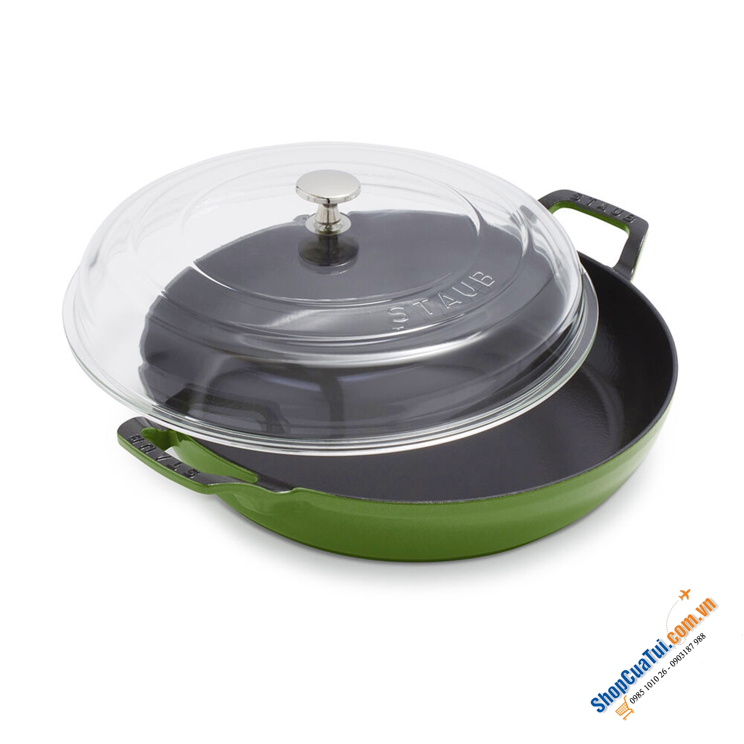 Nồi Staub vung kính màu xanh lá 30cm