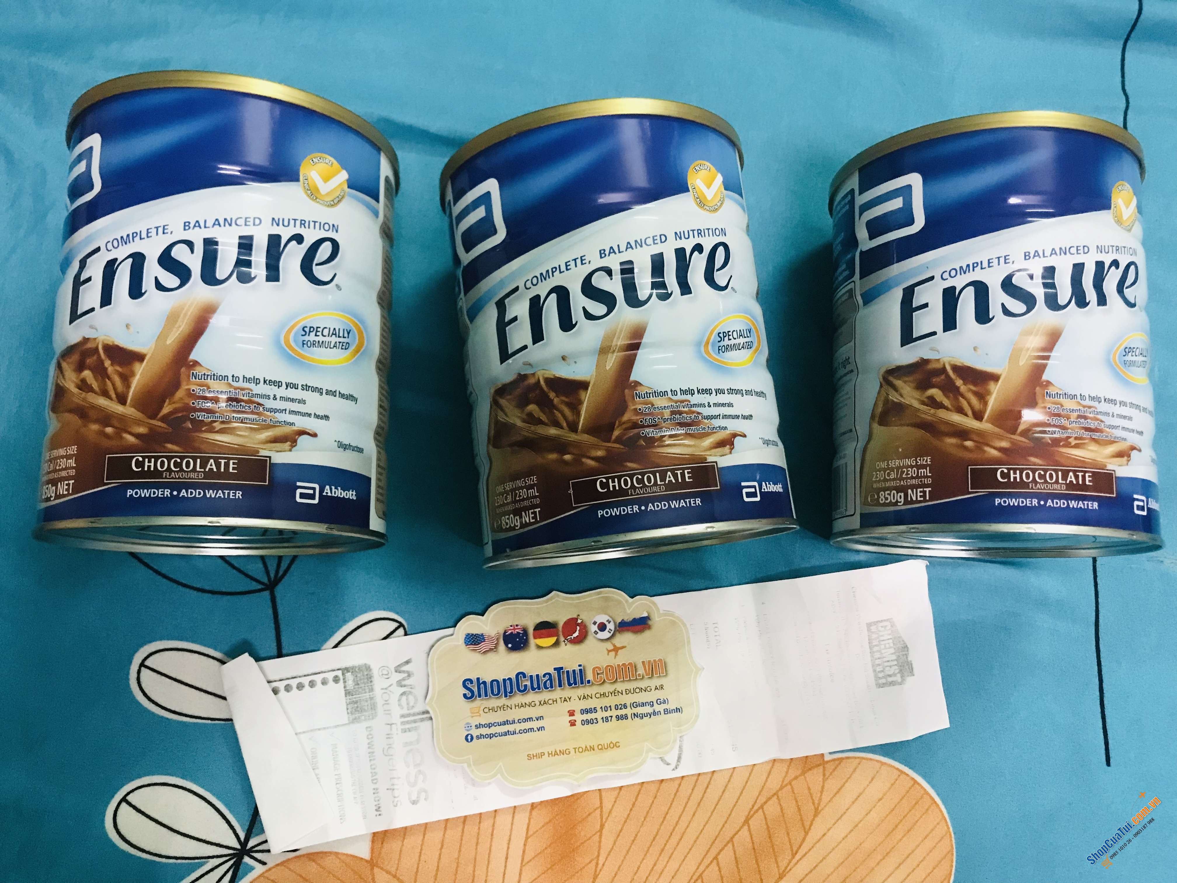 Sữa Bột Ensure Úc VỊ SÔ CÔ LA  Ensure Chocolate 850g - nguồn dinh dưỡng đặc biệt, bổ sung các khoáng chất cần thiết cho người gầy, người kém ăn, suy dinh dưỡng, người mới ốm dậy.