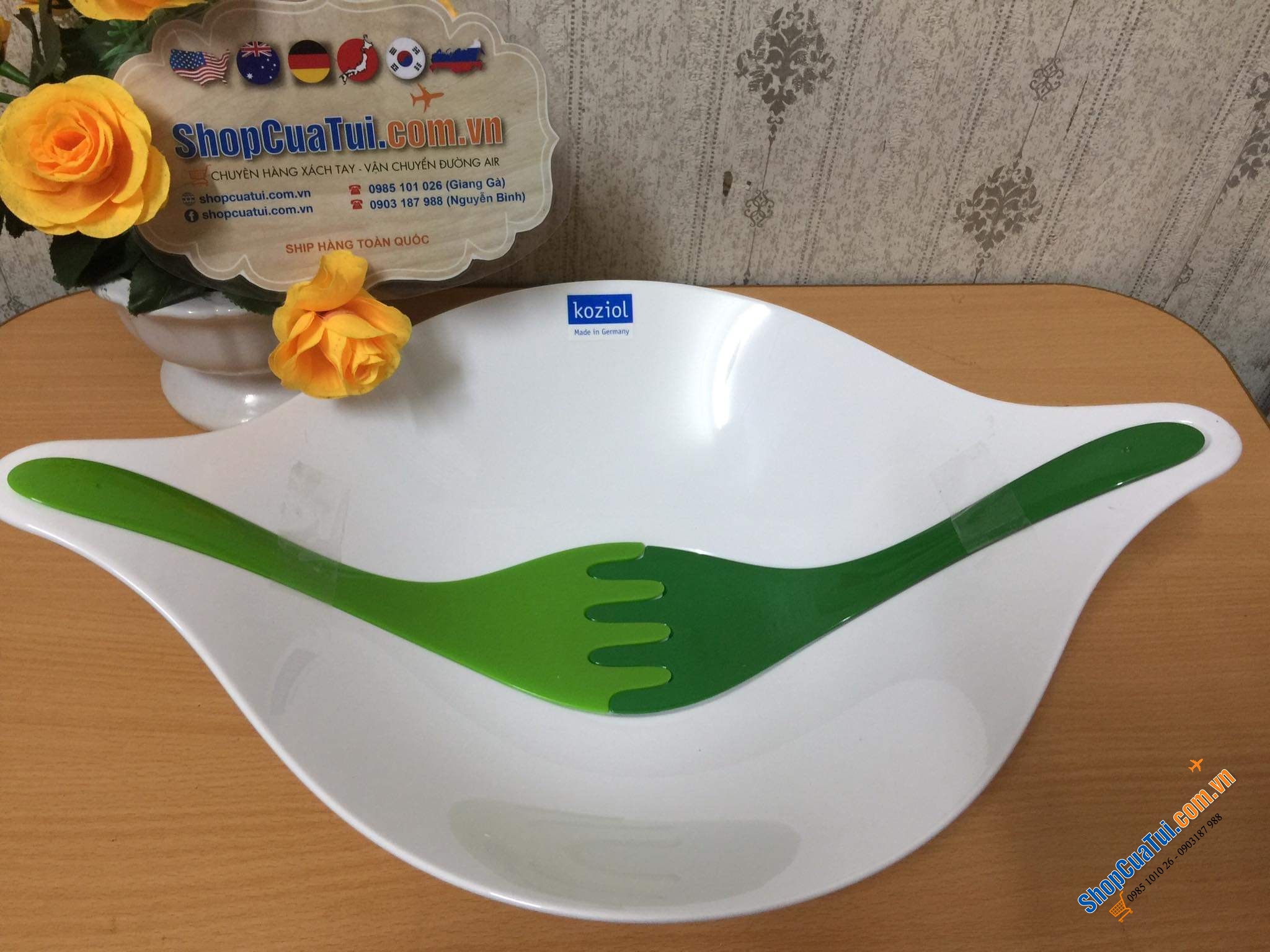 SET BÁT TRỘN SALAT KÈM THÌA TRỘN KOZIOL - MADE IN GERMANY.