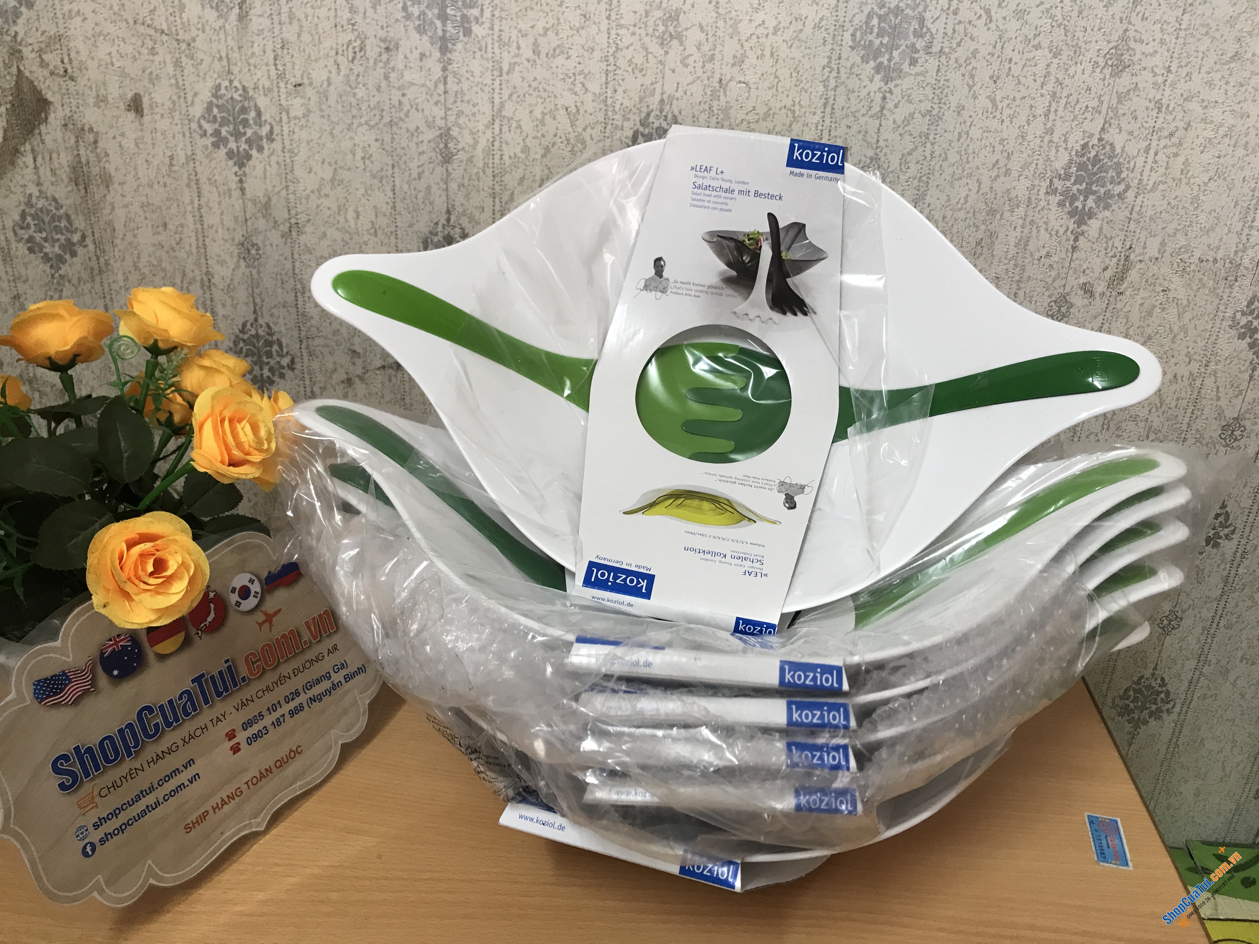 SET BÁT TRỘN SALAT KÈM THÌA TRỘN KOZIOL - MADE IN GERMANY.
