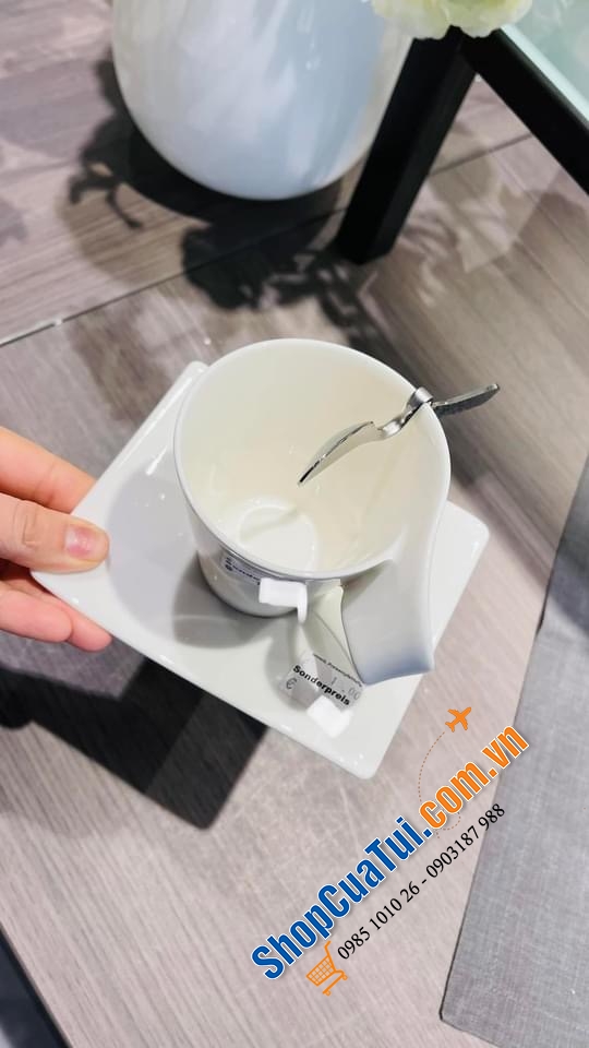 Trọn bộ Đĩa - Cốc - Thìa uống cà phê/ trà Villeroy Boch New Wave.