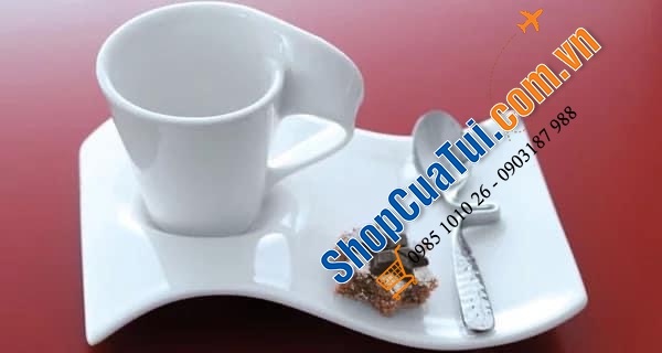 Trọn bộ Đĩa - Cốc - Thìa uống cà phê/ trà Villeroy Boch New Wave.
