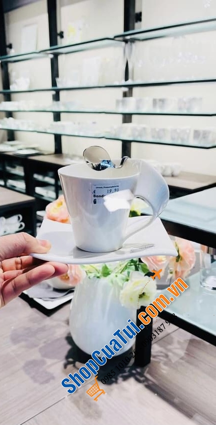 Trọn bộ Đĩa - Cốc - Thìa uống cà phê/ trà Villeroy Boch New Wave.
