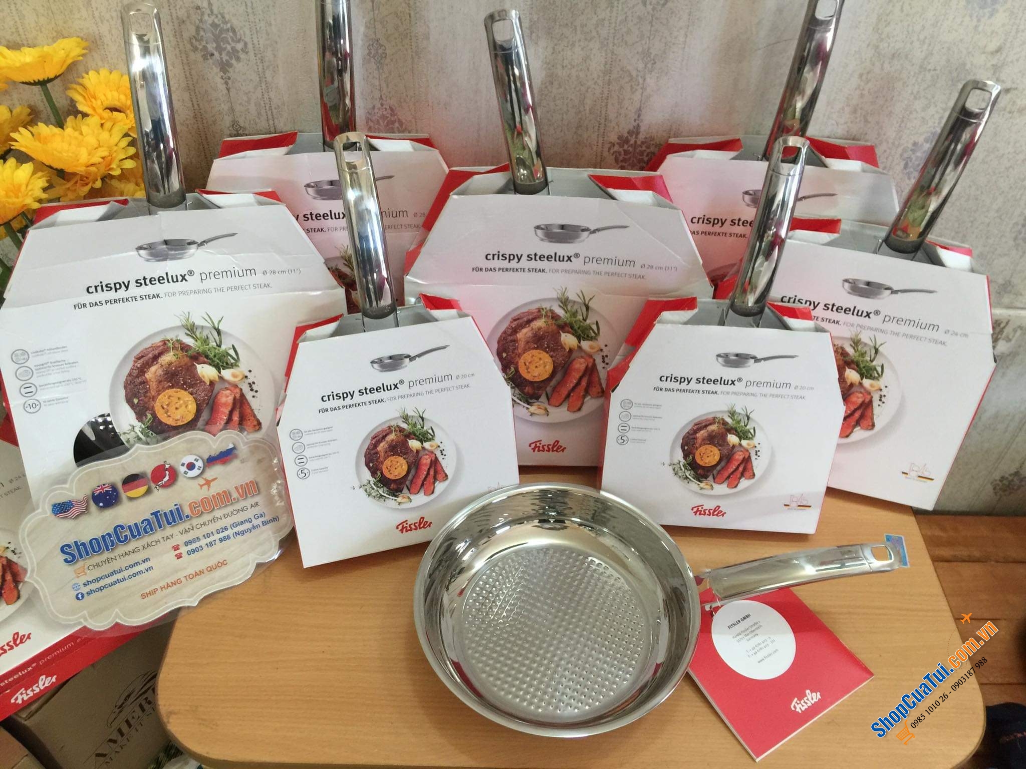 CHẢO FISSLER INOX CRISPY STEELUX PREMIUM 28 CM - Made in Germany dập đáy