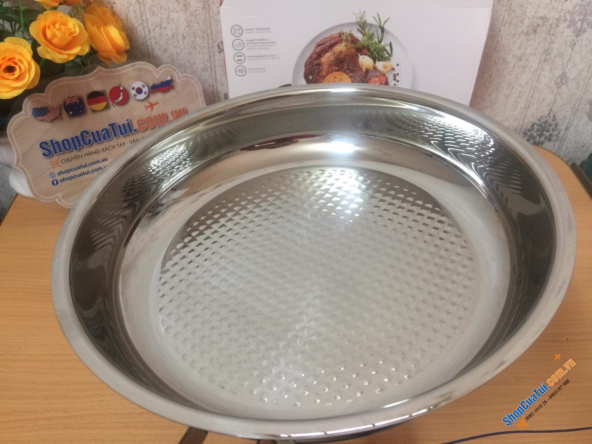 CHẢO FISSLER INOX CRISPY STEELUX PREMIUM 24 CM - Made in Germany dập đáy