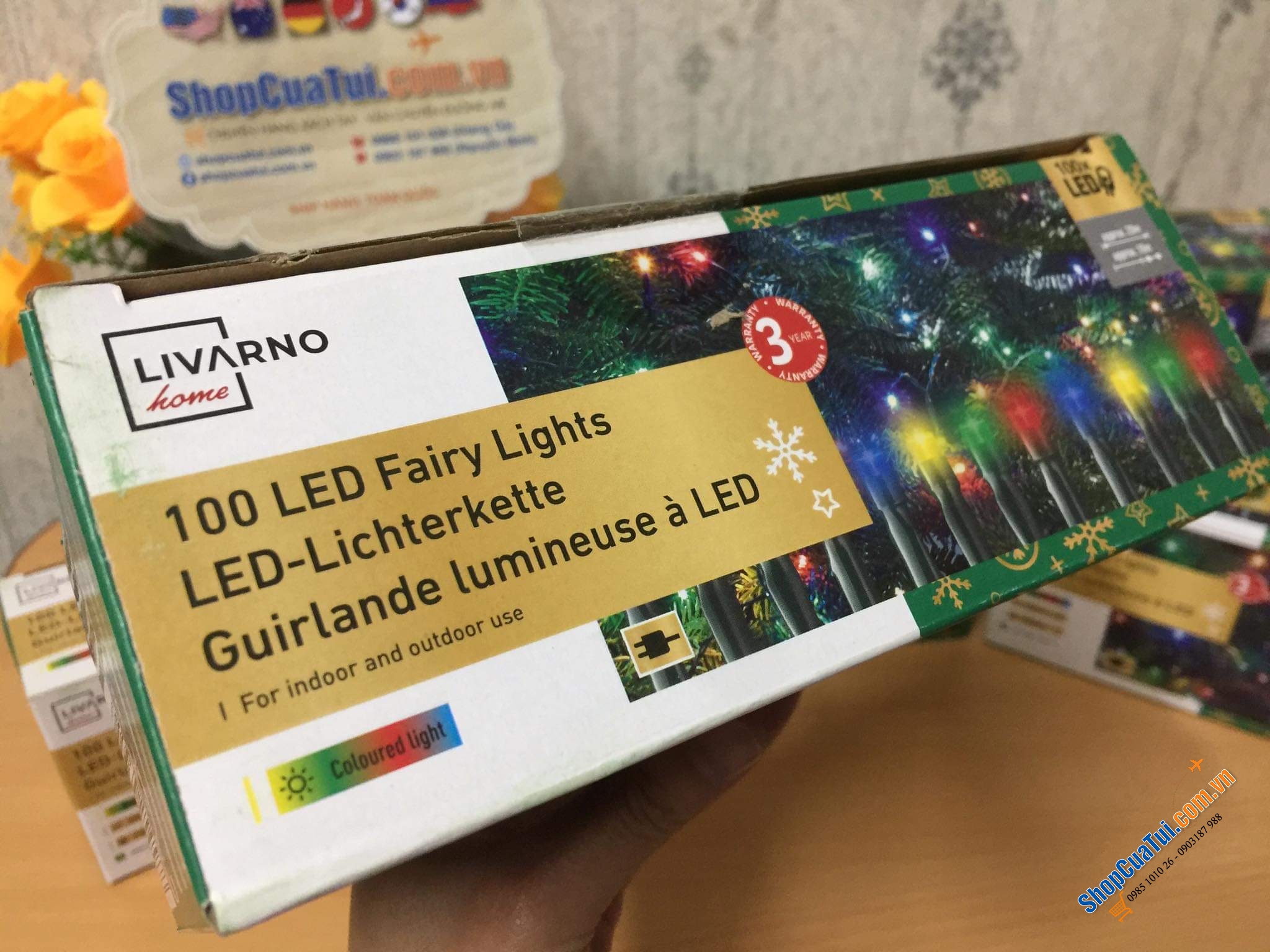 SET ĐÈN LIVARNO NHIỀU MÀU 100 bóng LED dài 10 mét - TRANG TRÍ CÂY THÔNG NOEL, CÂY QUẤT TẾT