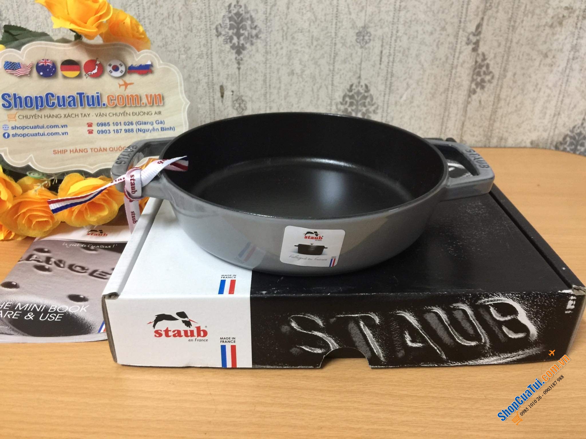 CHẢO STAUB XÁM 2 QUAI 26 CM  MADE IN FRANCE.