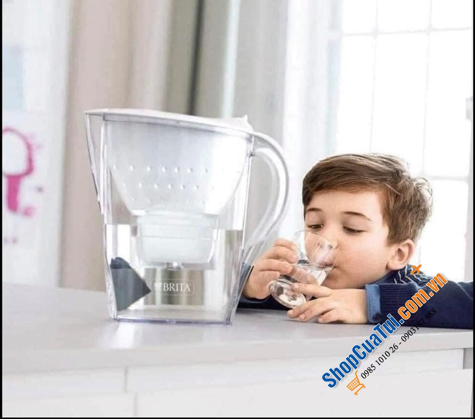 Bình lọc nước BRITA 2,4 L ( Màu trắng) MARELLA KÈM 2 LÕI -  bình lọc nước số 1 tại Đức.