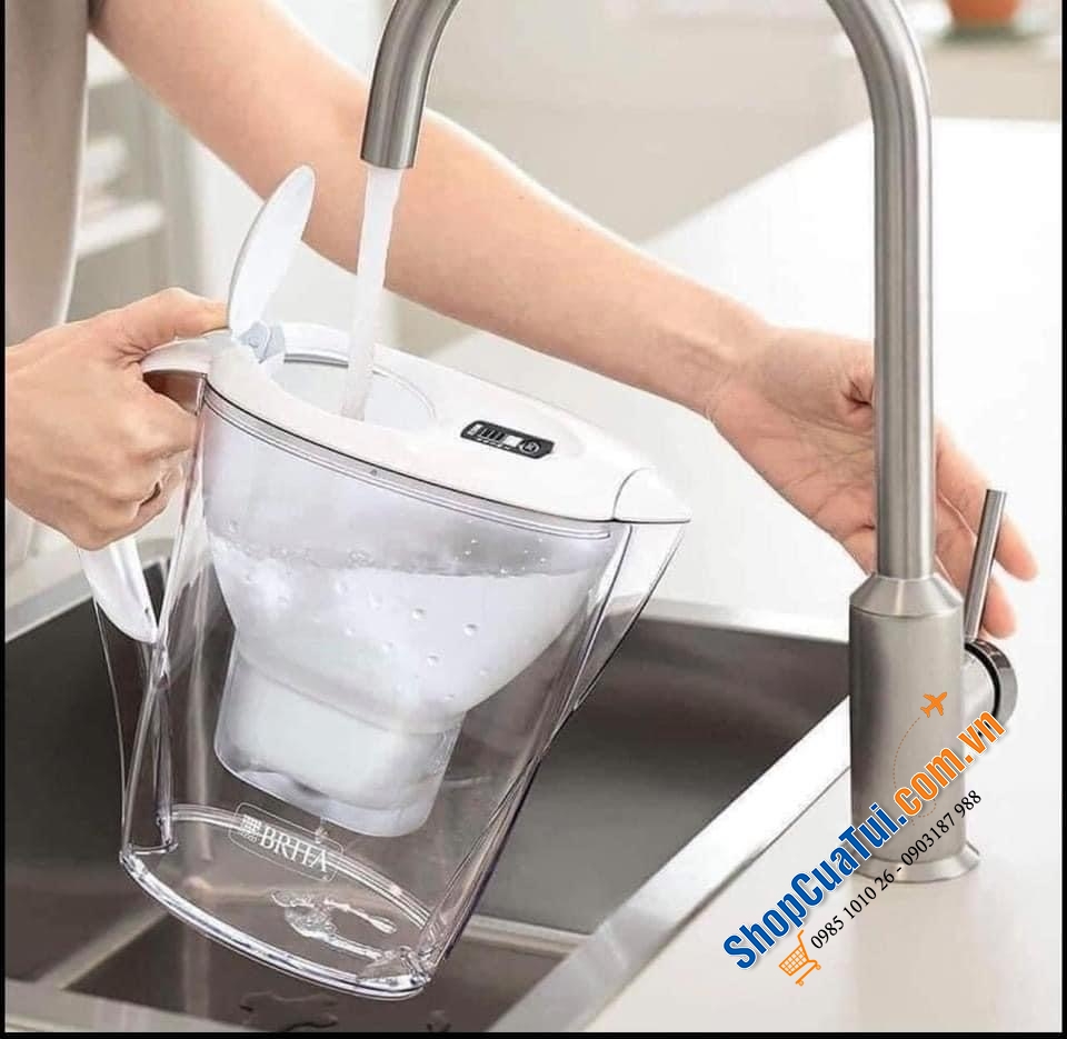 Bình lọc nước BRITA 2,4 L ( Màu trắng) MARELLA KÈM 2 LÕI -  bình lọc nước số 1 tại Đức.