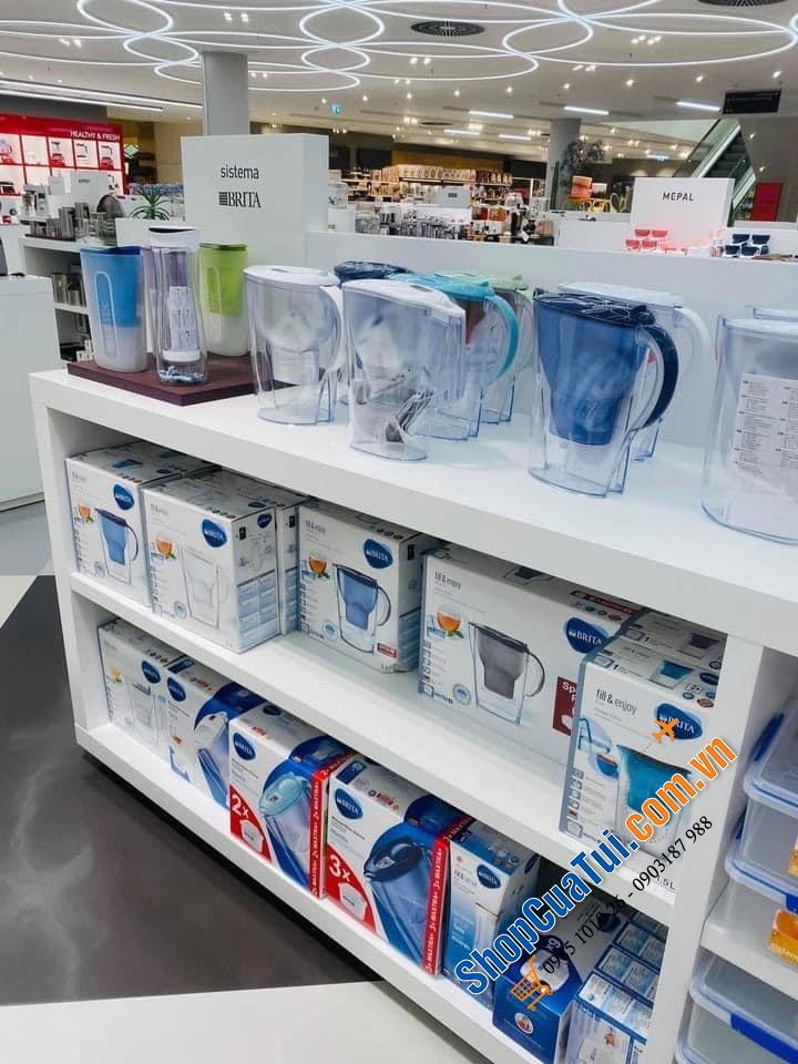 Bình lọc nước BRITA 2,4 L ( Màu trắng) MARELLA KÈM 2 LÕI -  bình lọc nước số 1 tại Đức.