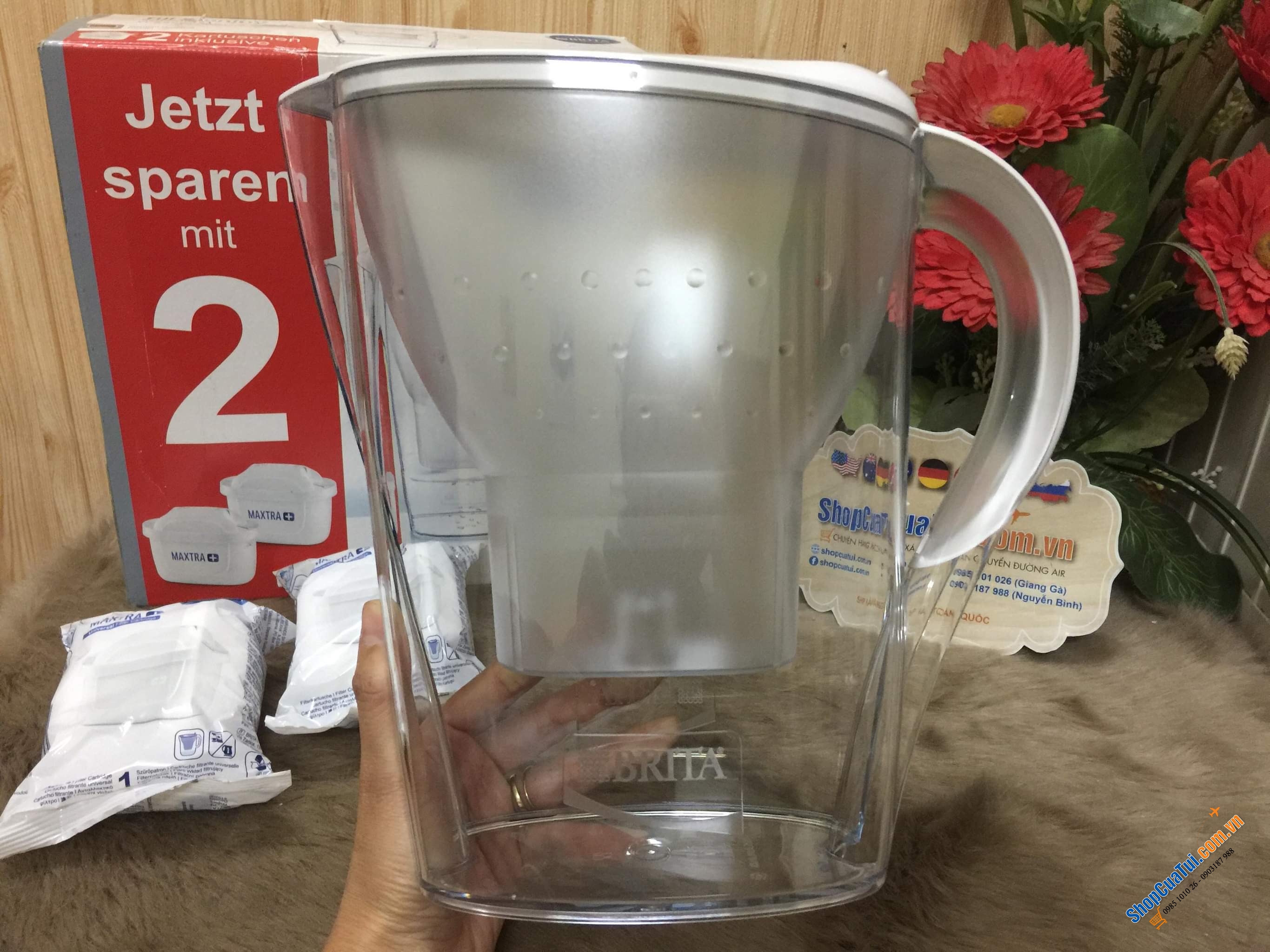 Bình lọc nước BRITA 2,4 L ( Màu trắng) MARELLA KÈM 2 LÕI -  bình lọc nước số 1 tại Đức.