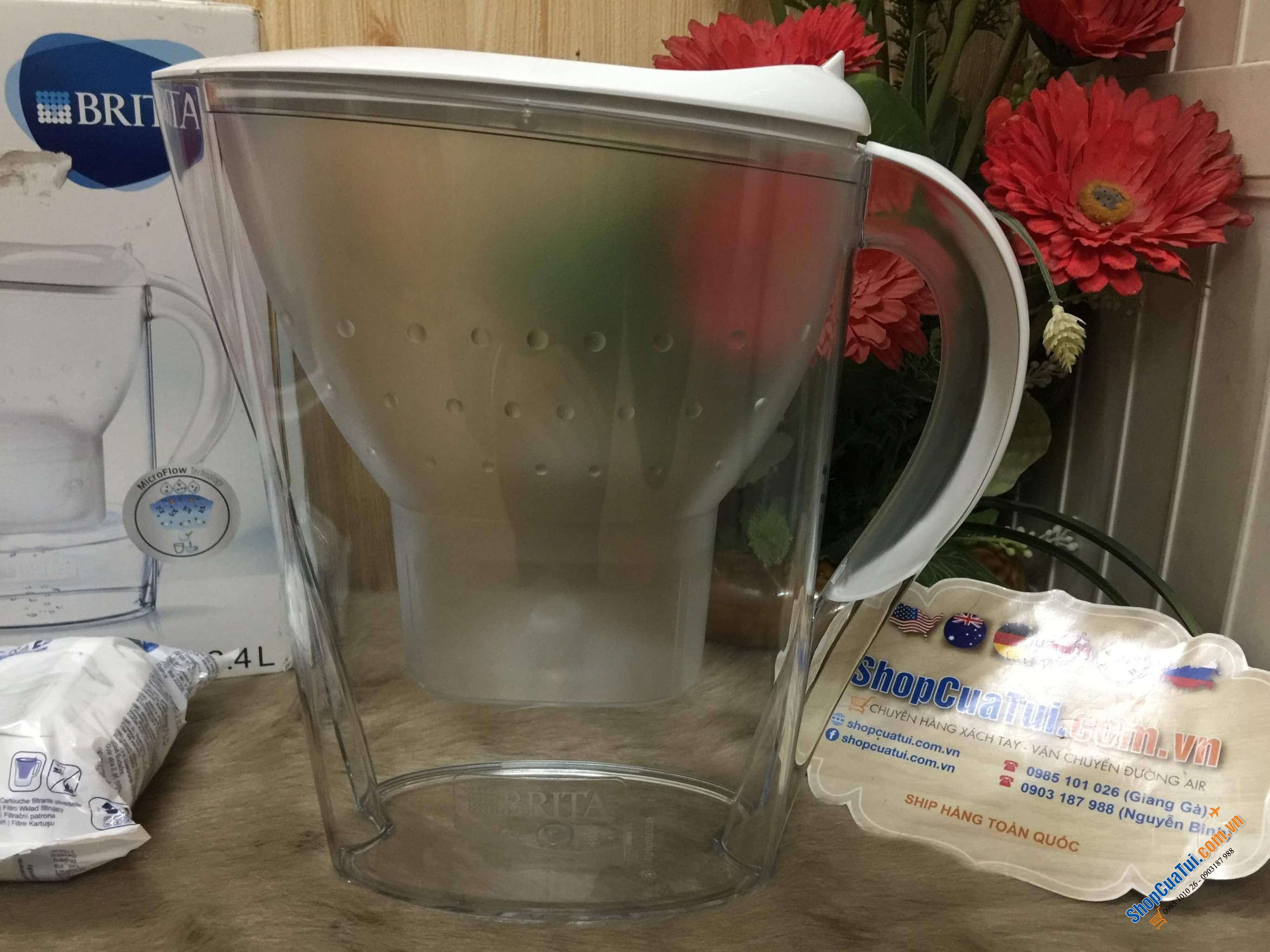 Bình lọc nước BRITA 2,4 L ( Màu trắng) MARELLA KÈM 2 LÕI -  bình lọc nước số 1 tại Đức.