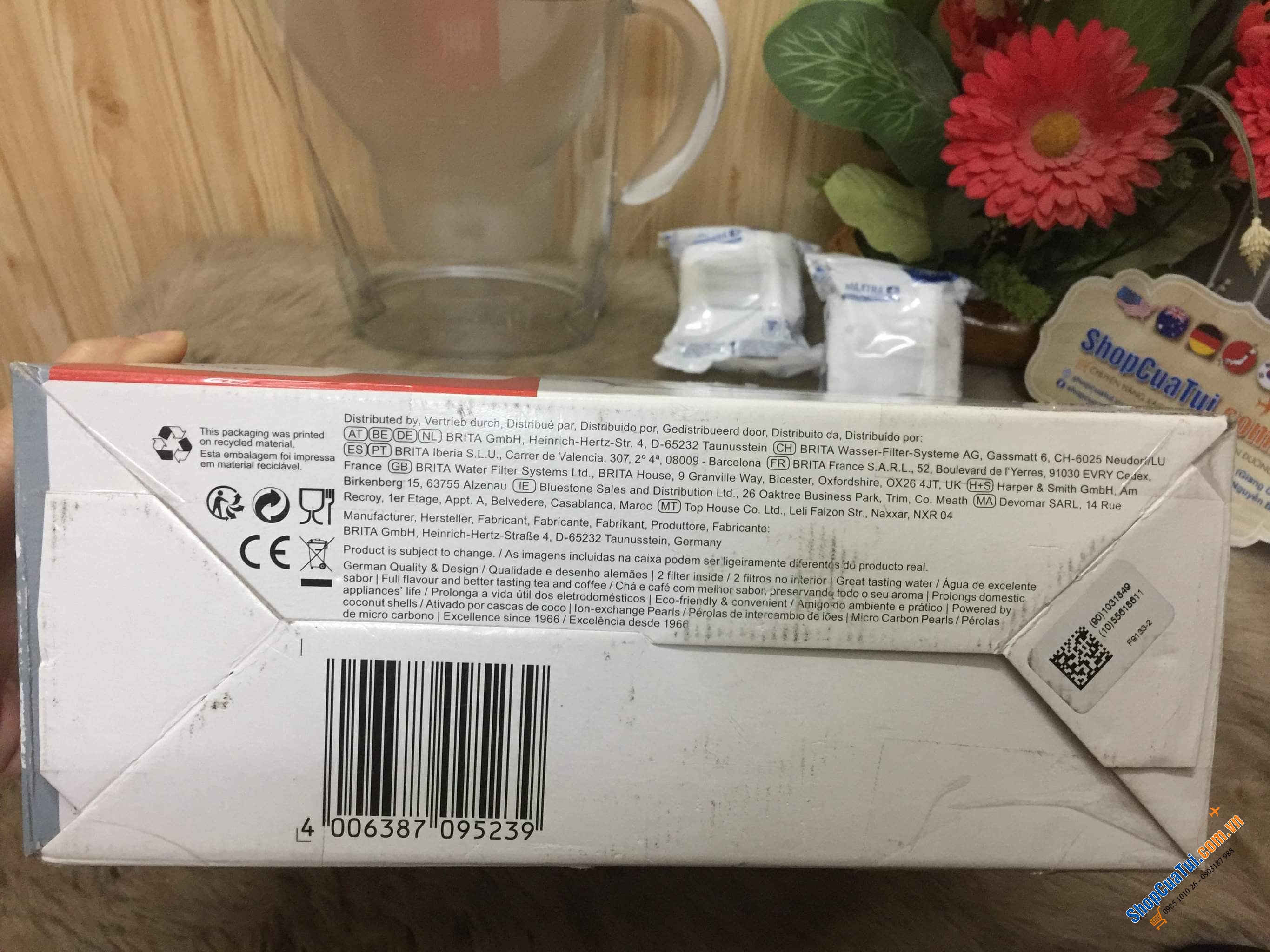 Bình lọc nước BRITA 2,4 L ( Màu trắng) MARELLA KÈM 2 LÕI -  bình lọc nước số 1 tại Đức.