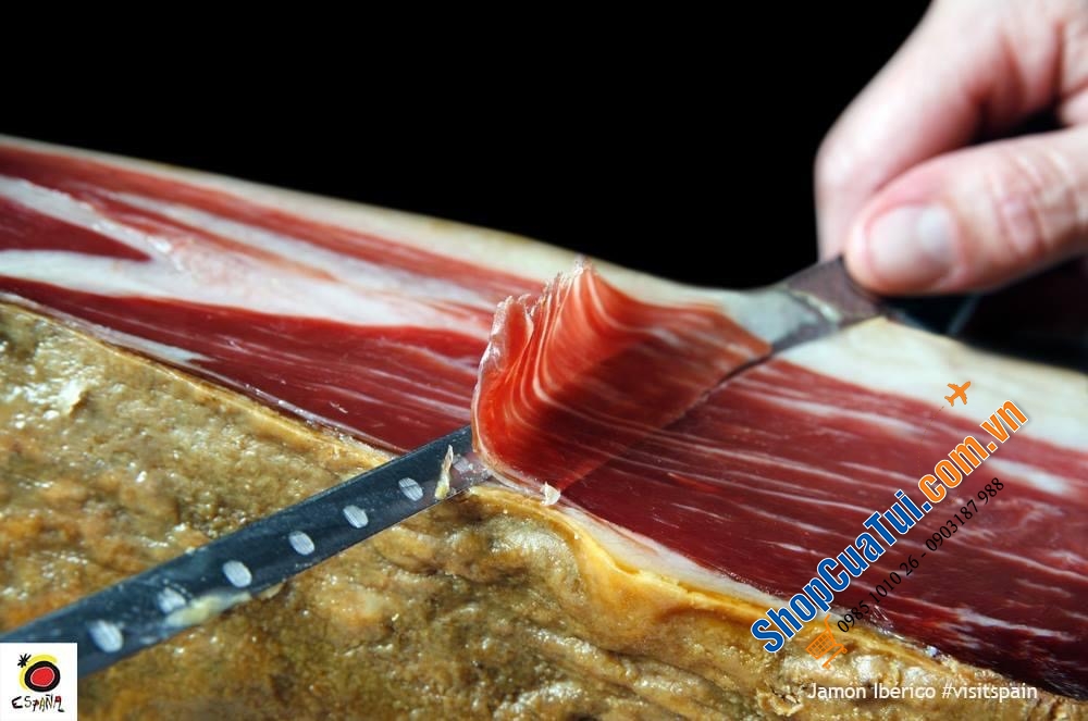 Đùi heo muối mini Jamon Iberico Espana Tây ban nha 1kg lợn đen hảo hạng