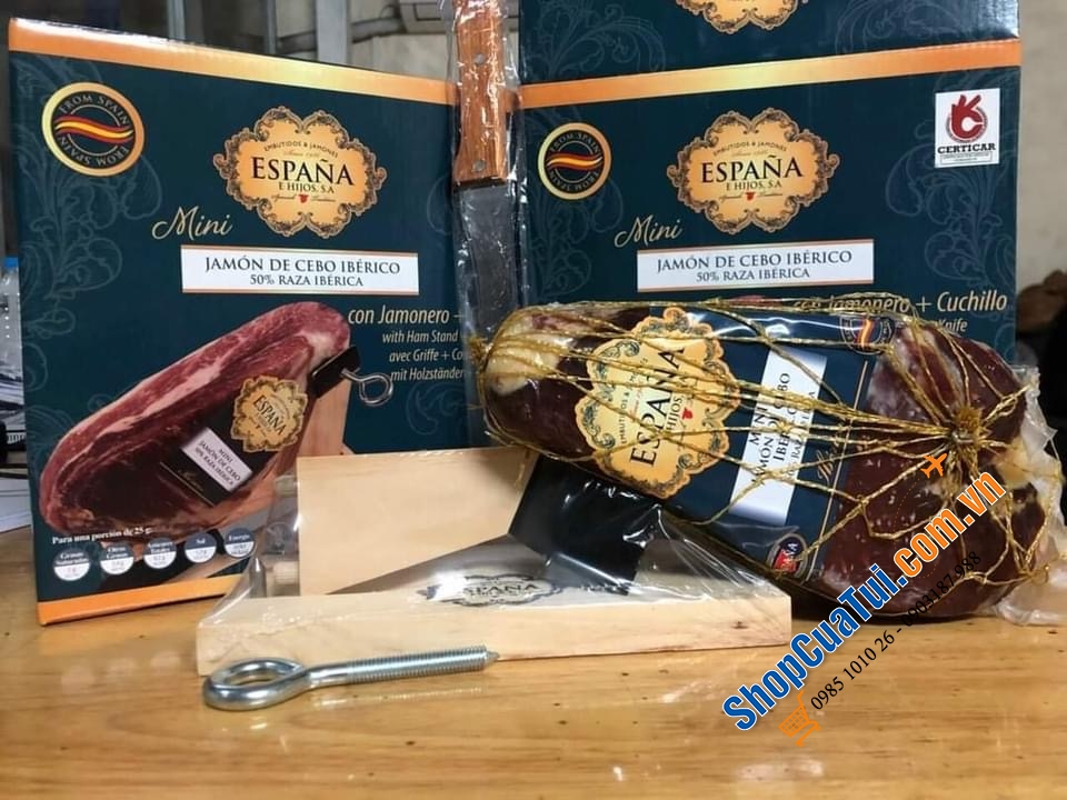 Đùi heo muối mini Jamon Iberico Espana Tây ban nha 1kg lợn đen hảo hạng