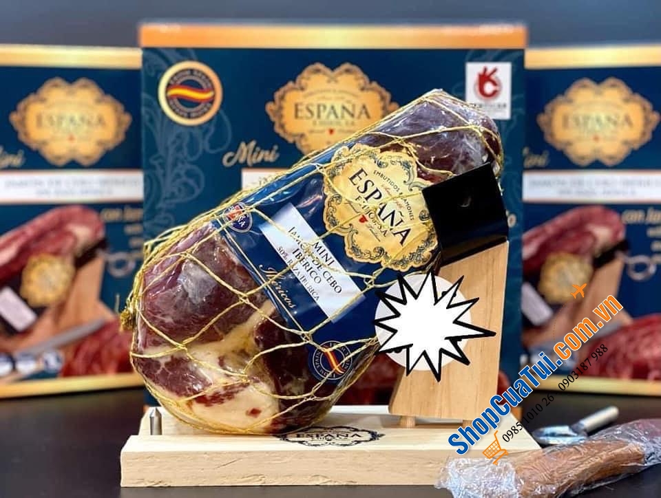 Đùi heo muối mini Jamon Iberico Espana Tây ban nha 1kg lợn đen hảo hạng