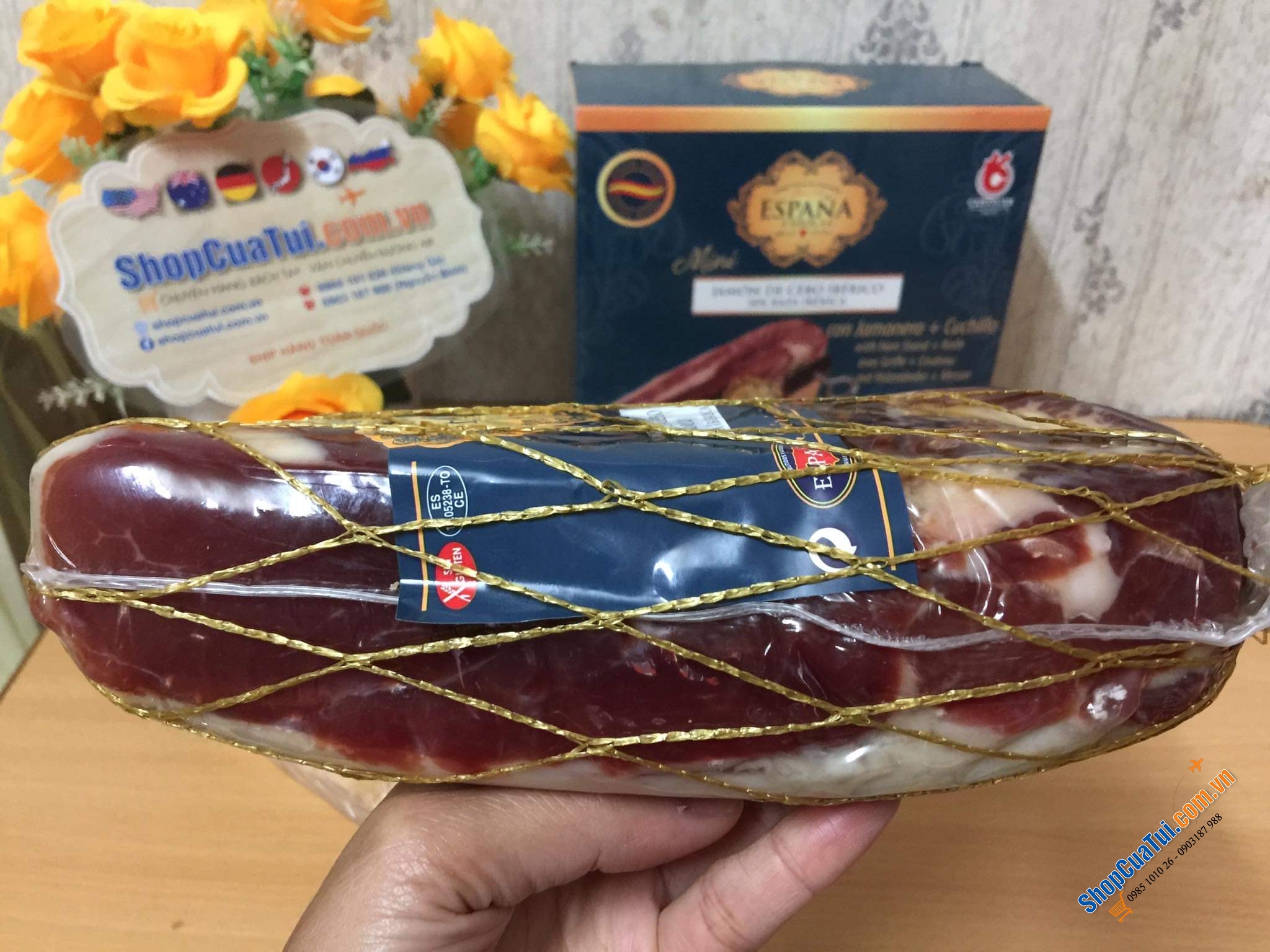 Đùi heo muối mini Jamon Iberico Espana Tây ban nha 1kg lợn đen hảo hạng