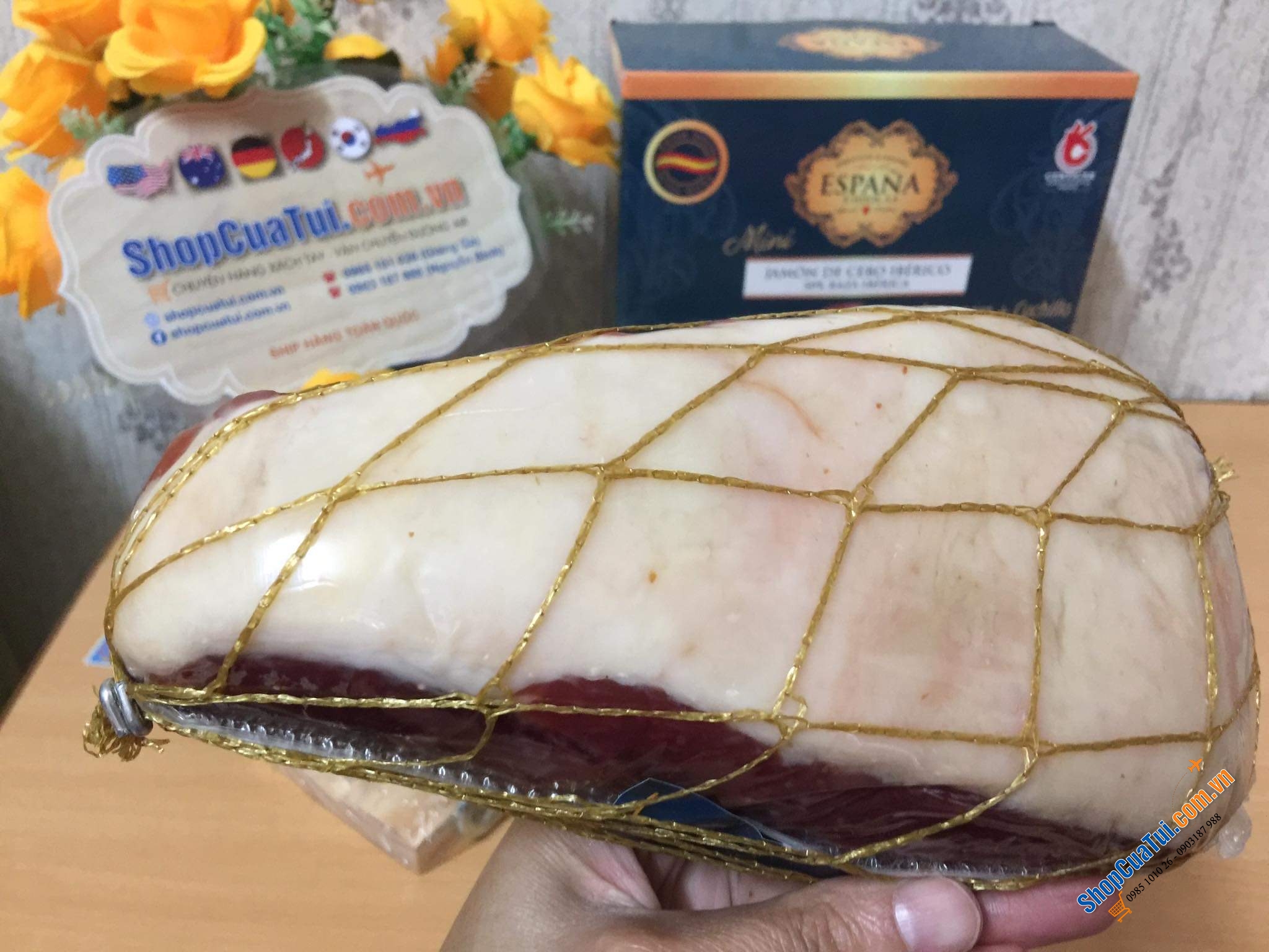 Đùi heo muối mini Jamon Iberico Espana Tây ban nha 1kg lợn đen hảo hạng