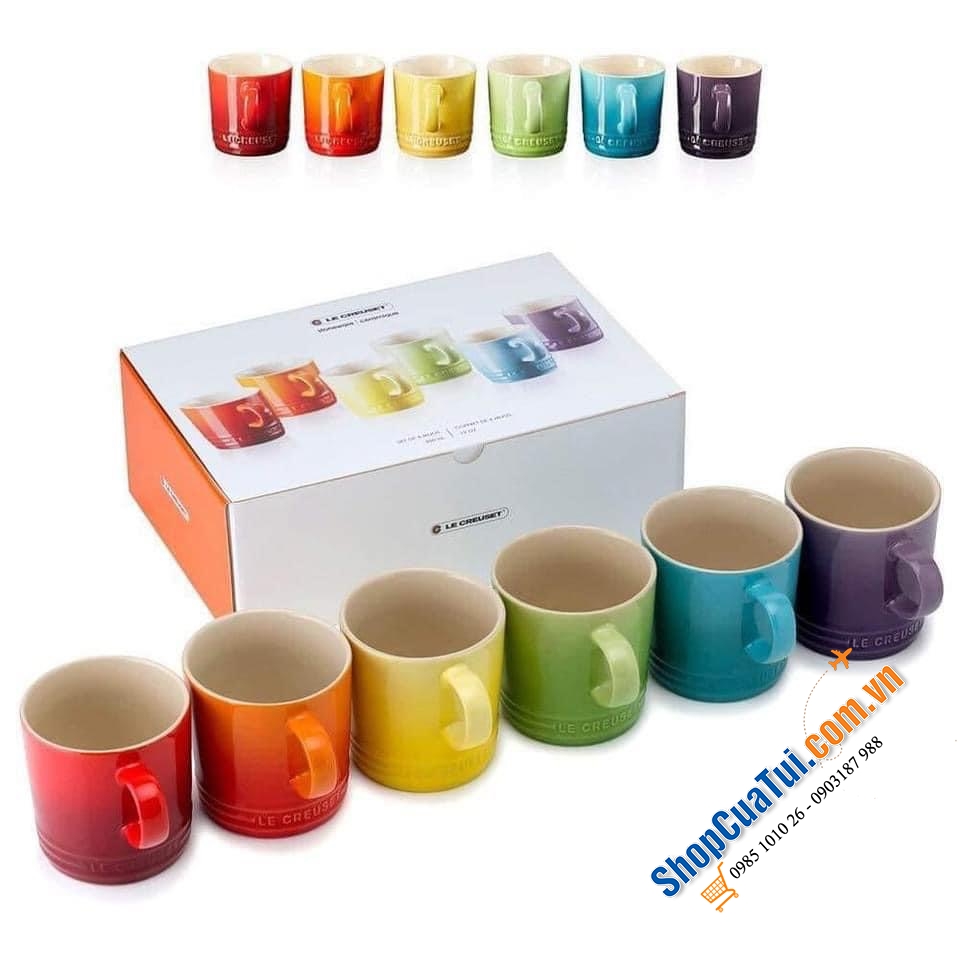 BỘ 6 CỐC LE CREUSET CẦU VỒNG 100ml KÈM HỘP