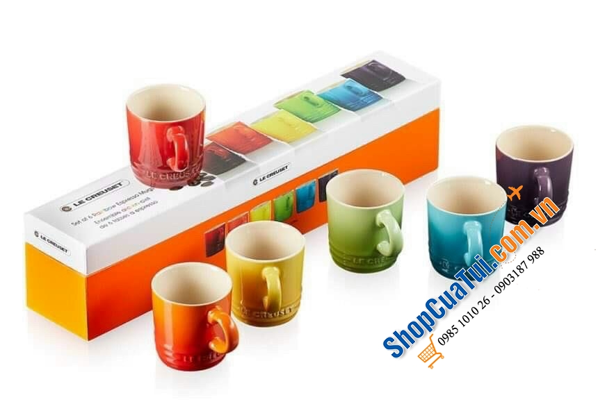 BỘ 6 CỐC LE CREUSET CẦU VỒNG 100ml KÈM HỘP