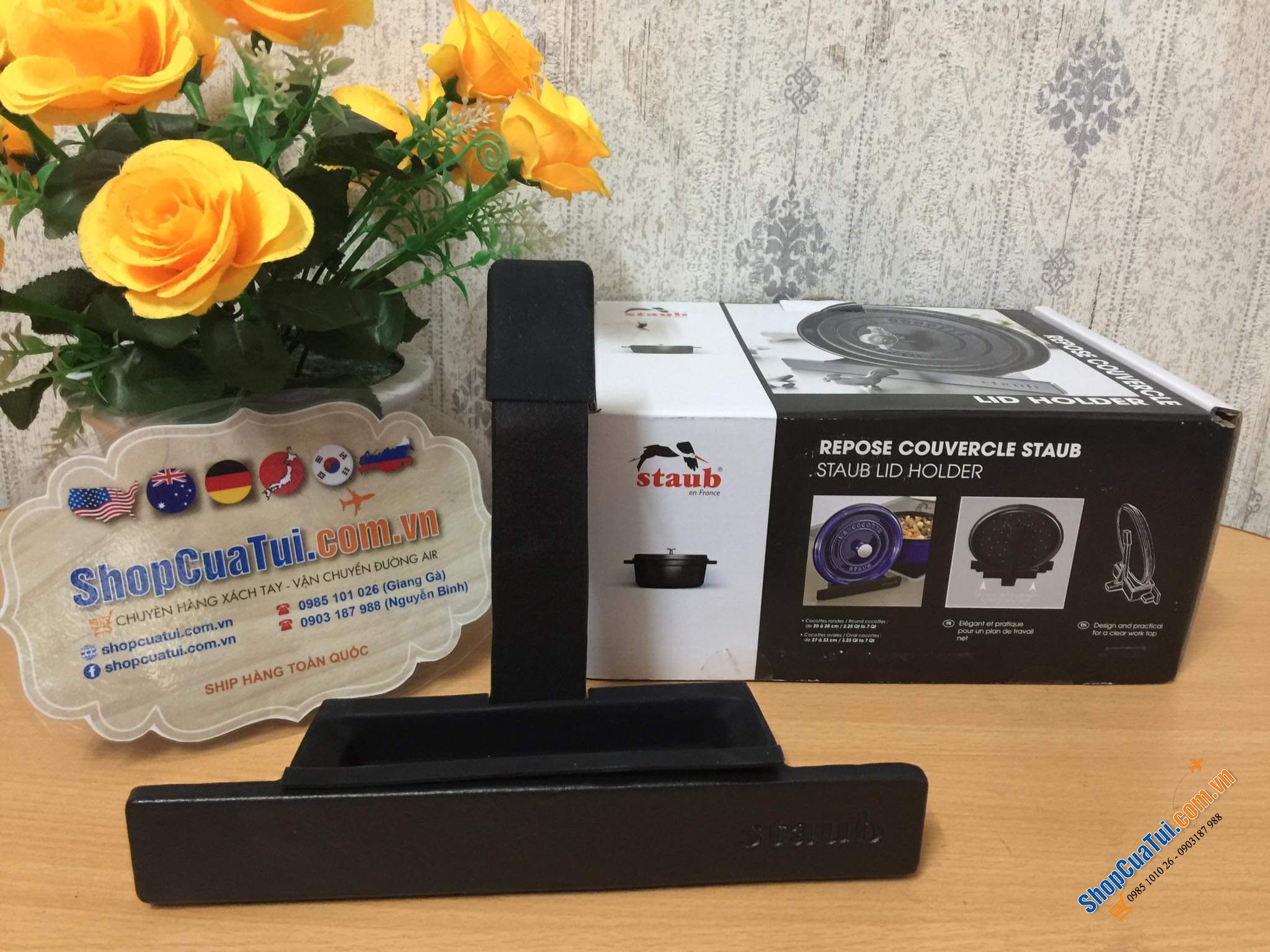 ĐẾ GANG ĐỂ NẮP NỒI STAUB ĐEN - GIÁ ĐỂ VUNG NỒI STAUB BẰNG GANG