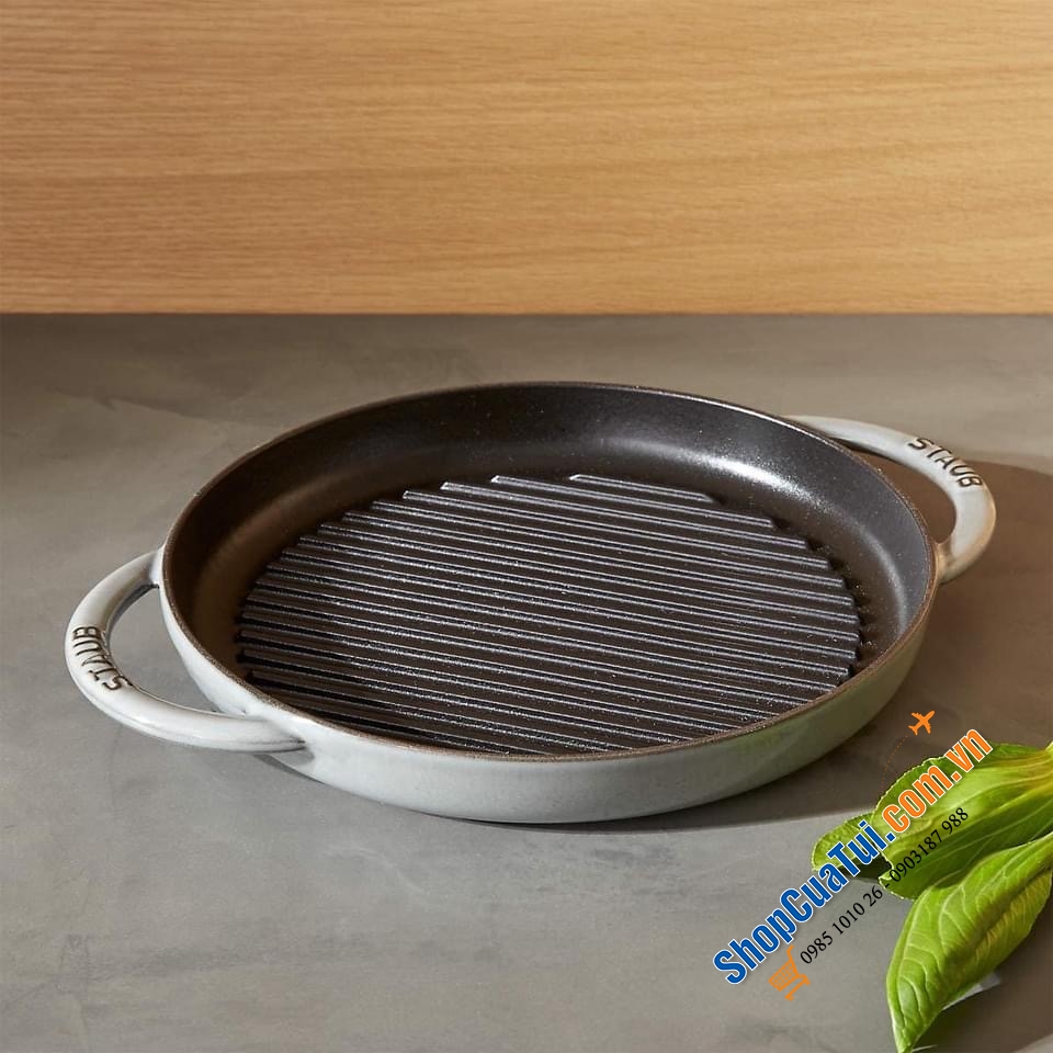 CHẢO GANG NƯỚNG STAUB 22CM - Nướng mềm và ngon ngọt hoàn hảo của bít tết, phi lê gà - Màu xám