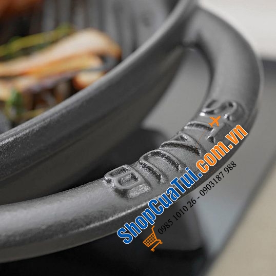 CHẢO GANG NƯỚNG STAUB 22CM - Nướng mềm và ngon ngọt hoàn hảo của bít tết, phi lê gà - Màu xám