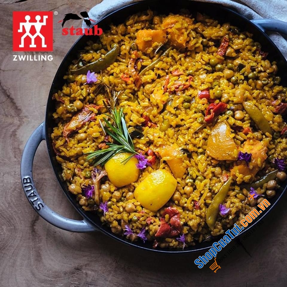 CHẢO GANG NƯỚNG STAUB 22CM - Nướng mềm và ngon ngọt hoàn hảo của bít tết, phi lê gà - Màu xám