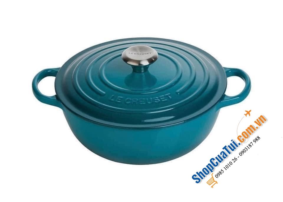 Nồi Gang sâu lòng LE CREUSET La Marmite 26cm dung tích 4.1Lit, trọng lượng 4.25kg - màu xanh dee teal cổ vịt