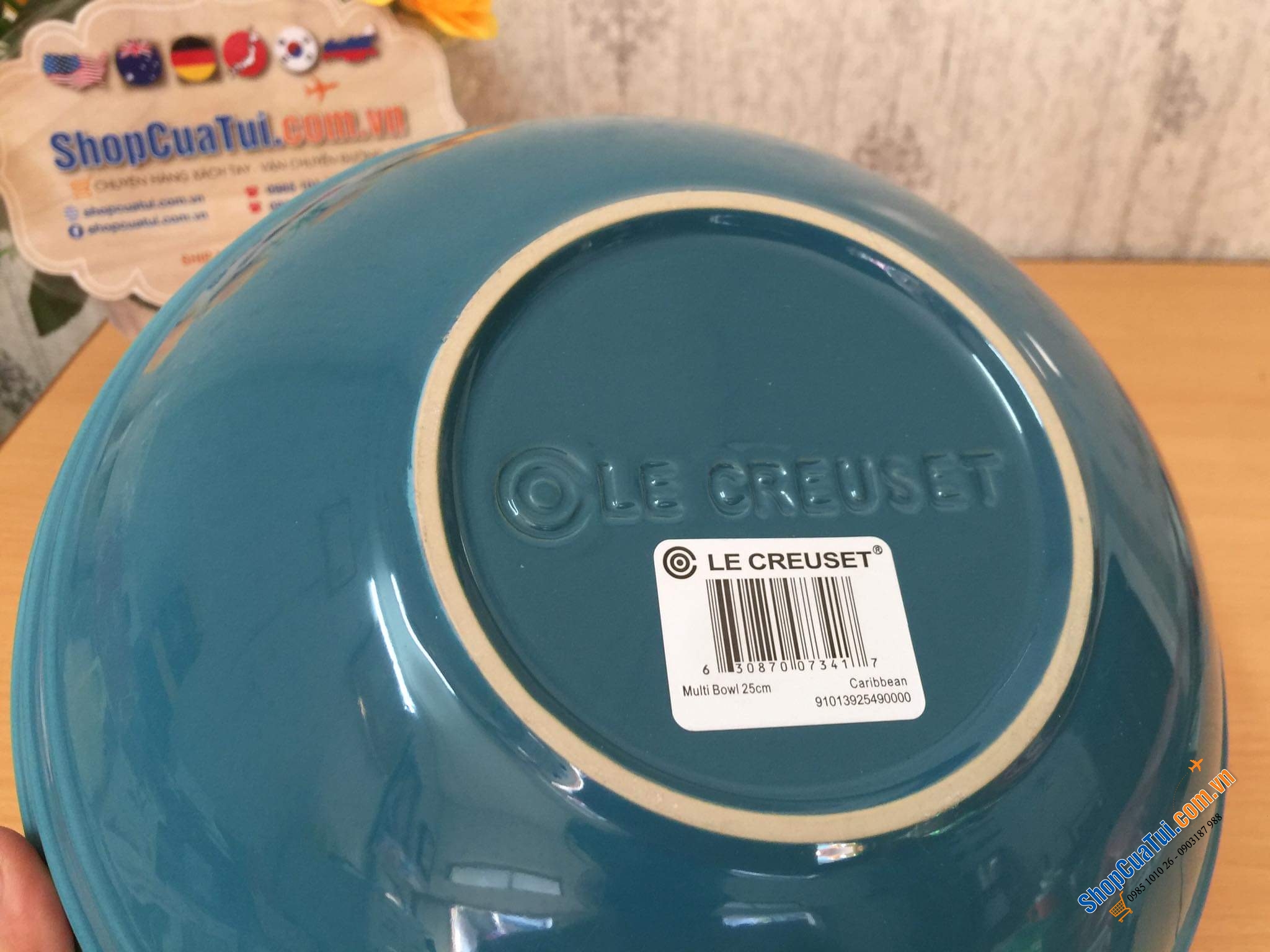 BÁT CANH TO/ BÁT SALAT LE CREUSET Màu XANH CARIBEAN 25 cm, dung tích 3 lít