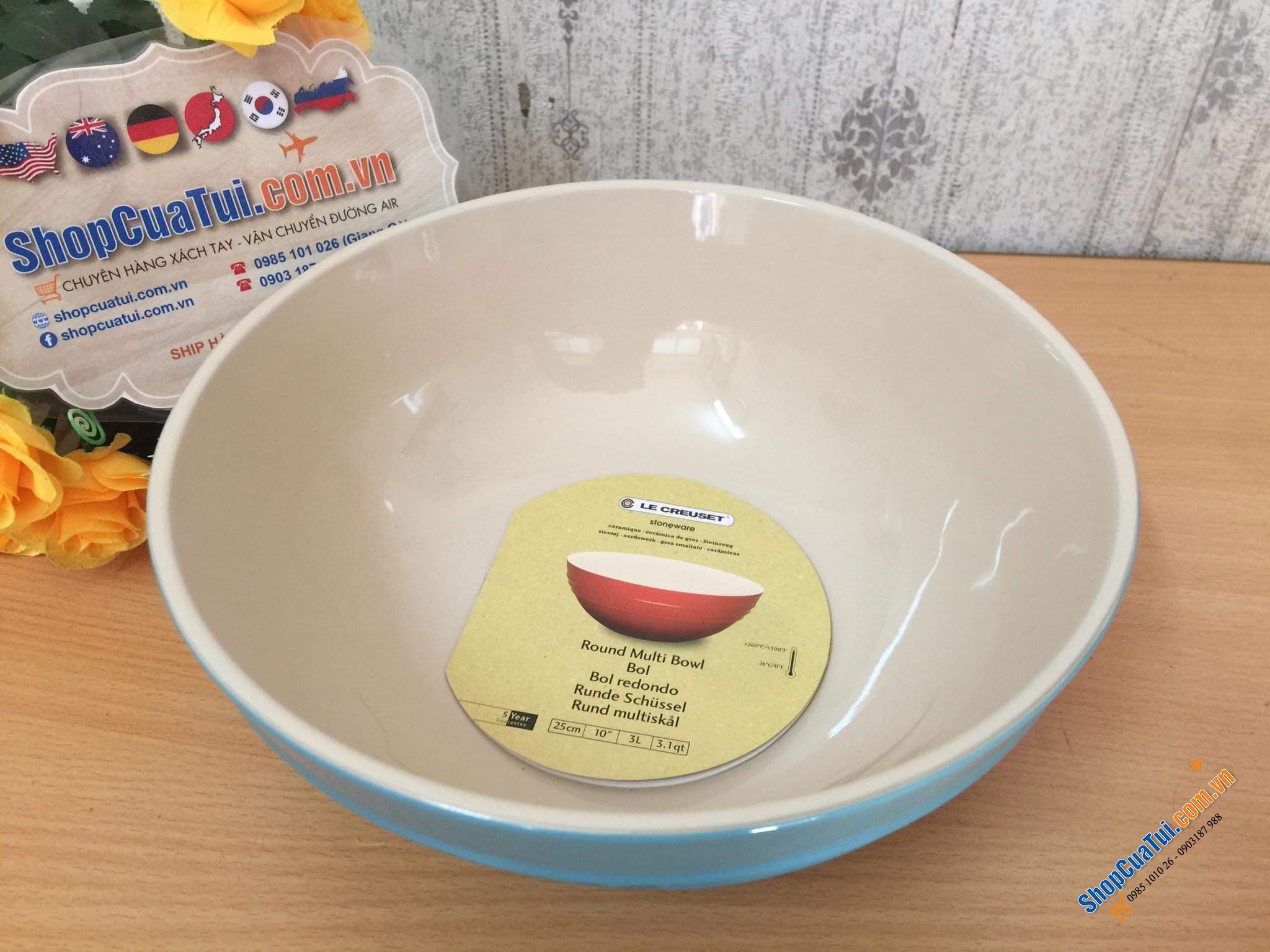 BÁT CANH TO/ BÁT SALAT LE CREUSET Màu XANH CARIBEAN 25 cm, dung tích 3 lít
