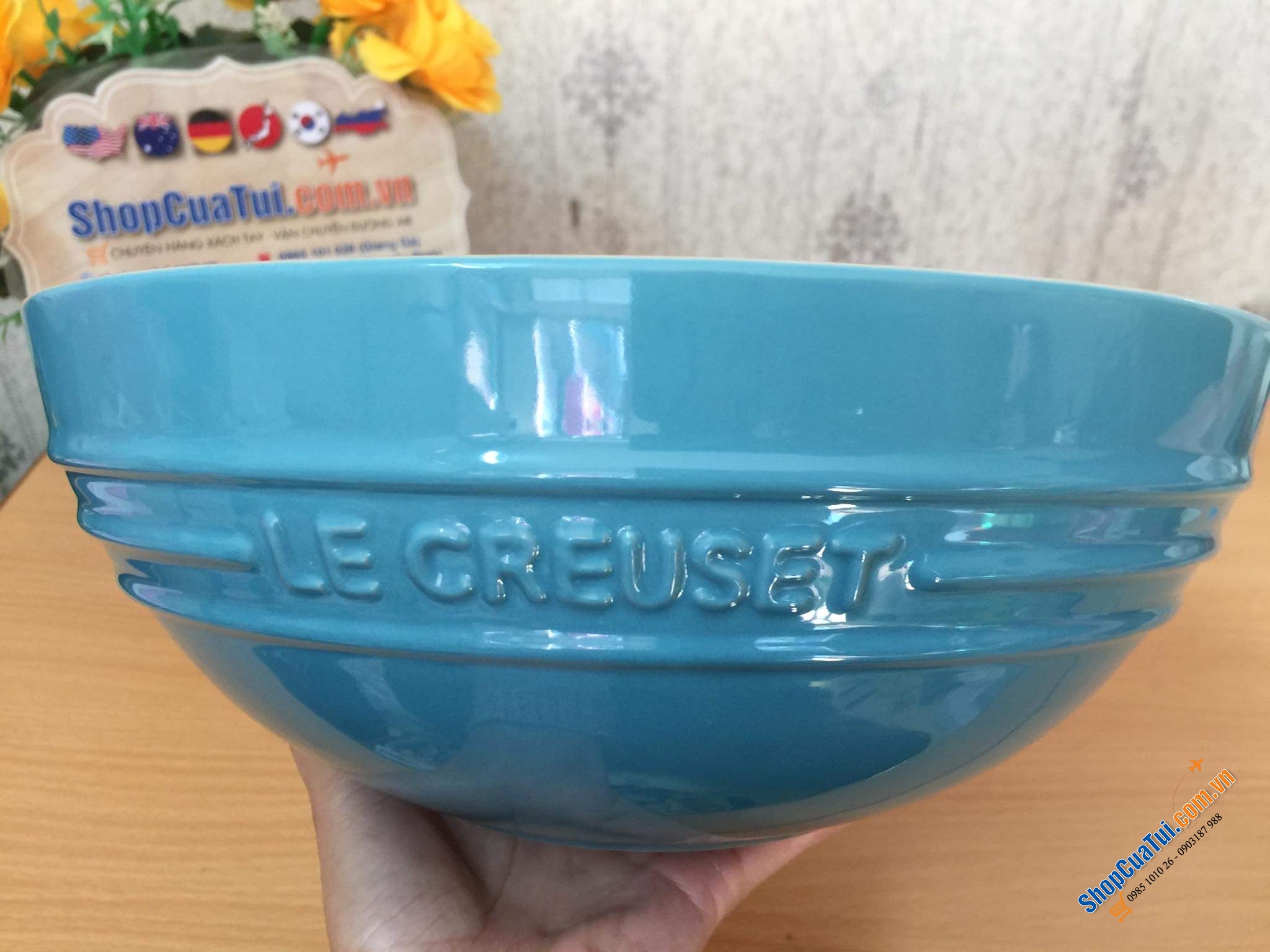 BÁT CANH TO/ BÁT SALAT LE CREUSET Màu XANH CARIBEAN 25 cm, dung tích 3 lít