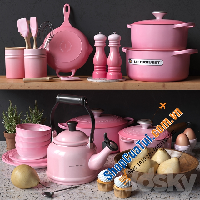 Chảo gang Le creuset 23cm Shell Pink màu hồng