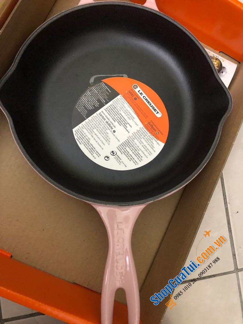 Chảo gang Le creuset 23cm Shell Pink màu hồng