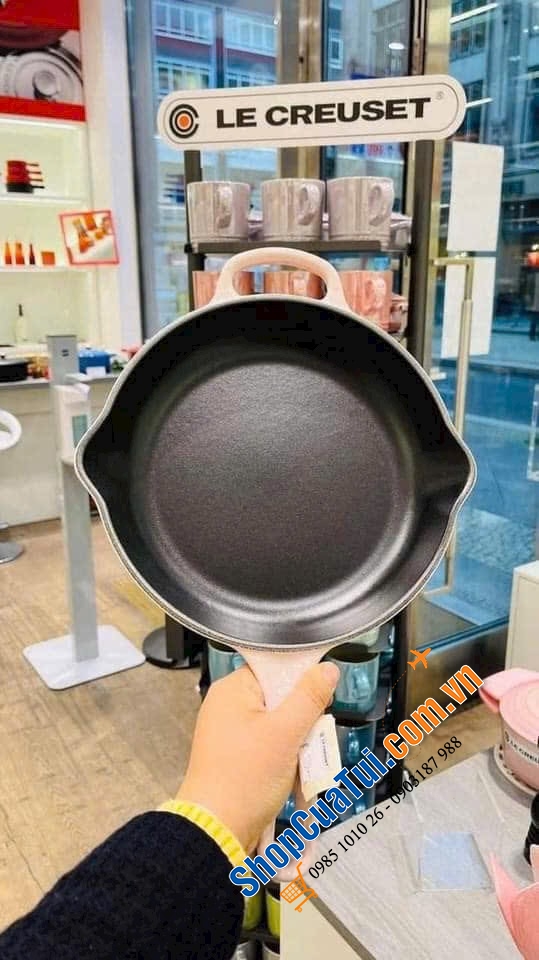 Chảo gang Le creuset 23cm Shell Pink màu hồng