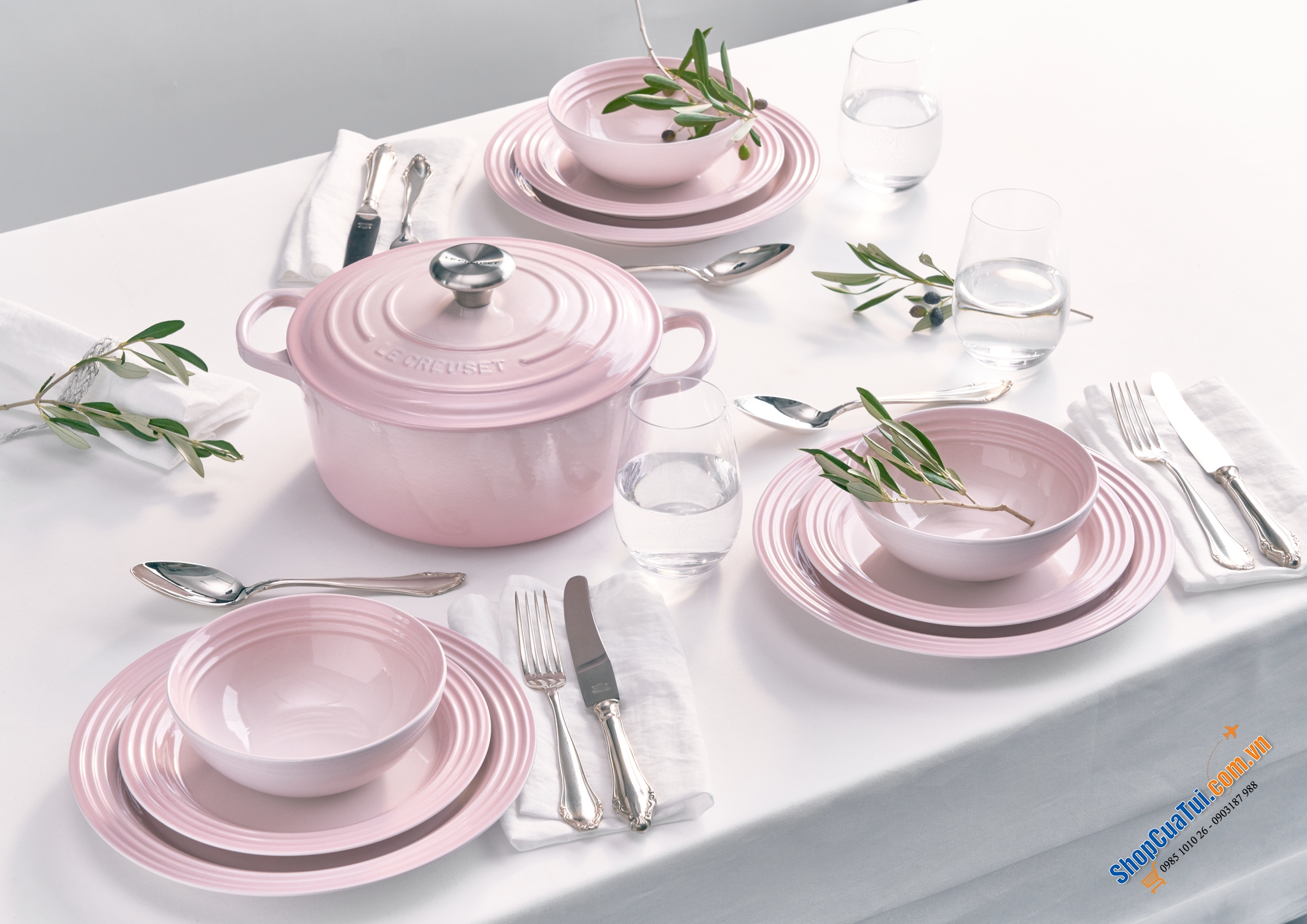 SET 6 BÁT ĂN CƠM LE CREUSET 12 CM MẦU HỒNG SHELL PINK