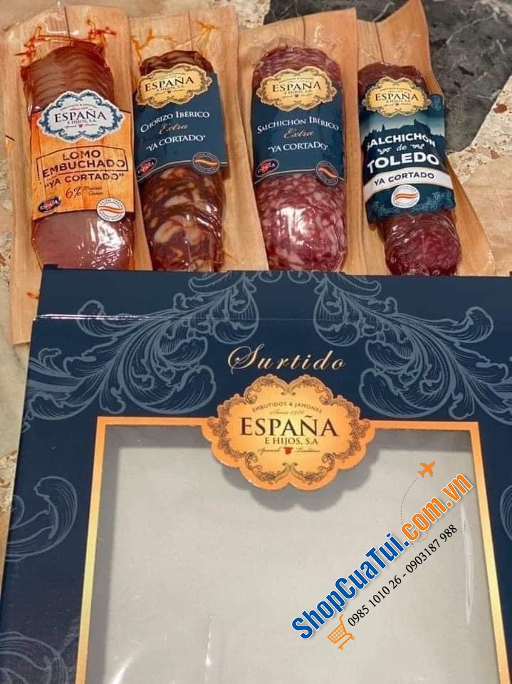 SET 4 MIX SALAMI ESPECIAL CELEBRACIONES - Set 4 Món Jamon Và Salami E Hijos Surtido Ya Cortados