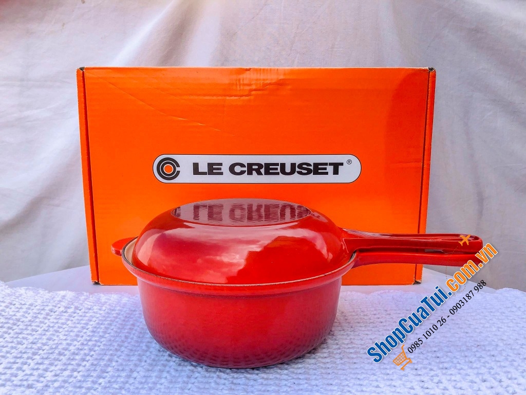Set nồi chảo gang Le Creuset Marmitout 2-in-1, 22cm- màu cam, màu đỏ