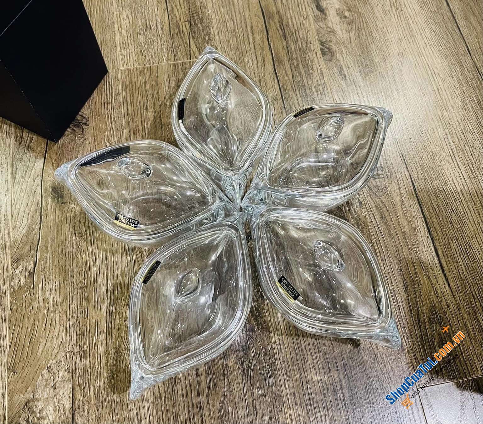 Set 5 Âu, thố đựng mứt, kẹo Bohemia siêu đẹp - Xếp 5 âu thành bông hoa tuyệt mỹ