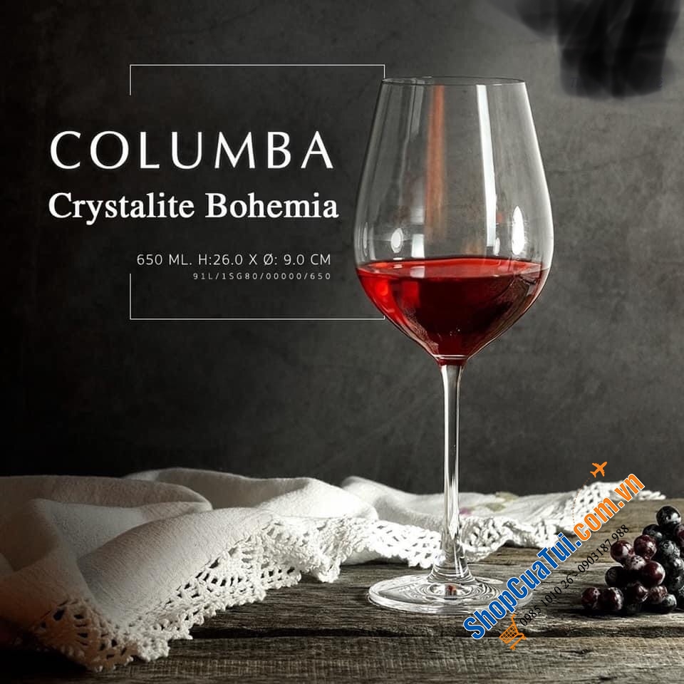 Bộ 6 ly pha lê 650ml Bohemia Columba sản xuất tại Séc