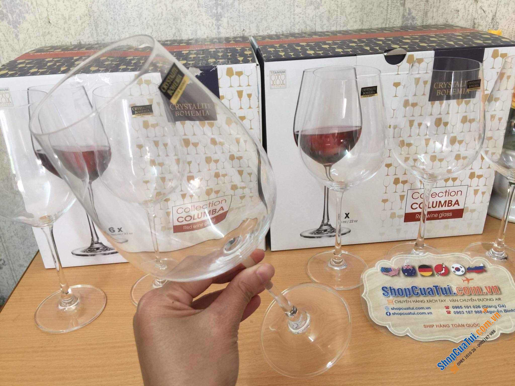 Bộ 6 ly pha lê 650ml Bohemia Columba sản xuất tại Séc