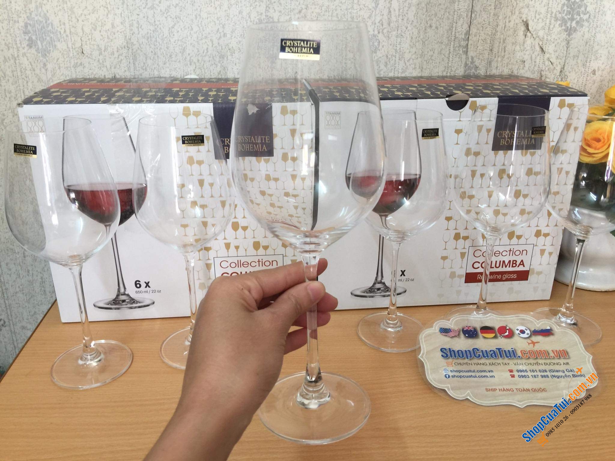 Bộ 6 ly pha lê 650ml Bohemia Columba sản xuất tại Séc
